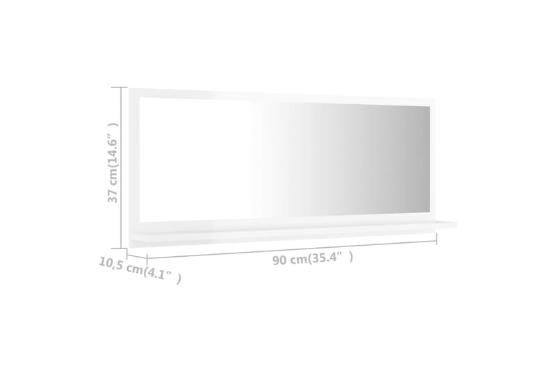 Baderomsspeil høyglans hvit 90x10,5x37 cm sponplate - Hvit - Baderomsspeil
