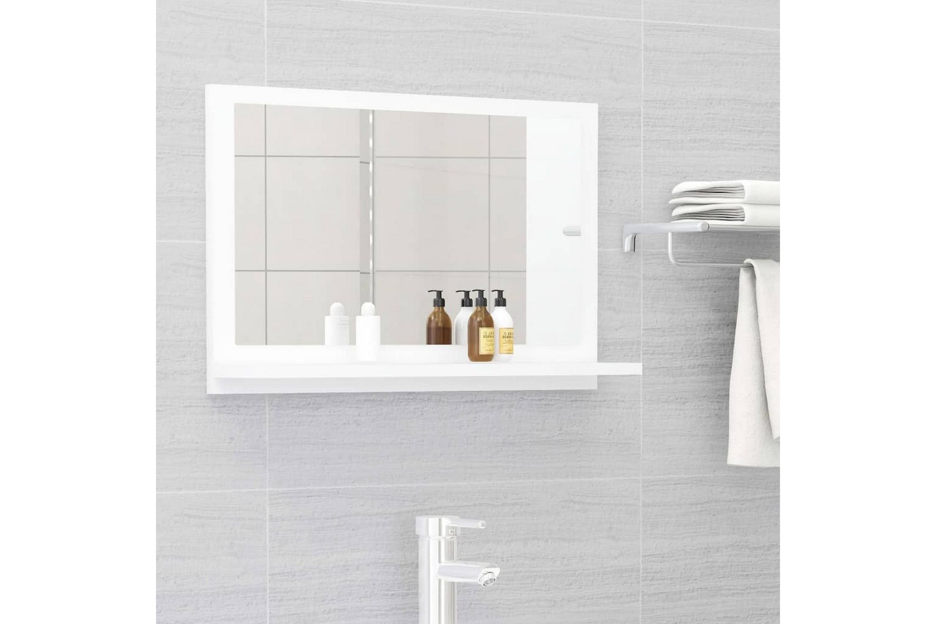 Baderomsspeil hvit 60x10,5x37 cm sponplate - Hvit - Hus & oppussing - Kjøkken & bad - Baderom - Baderomsmøbler & baderomsinnredning - Baderomsspeil