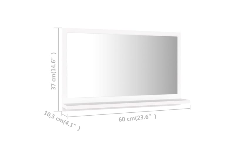 Baderomsspeil hvit 60x10,5x37 cm sponplate - Hvit - Baderomsspeil