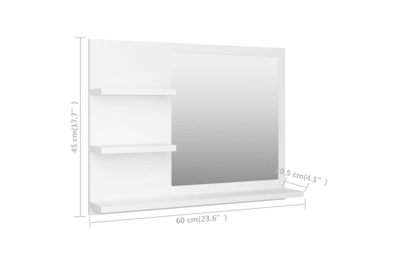 Baderomsspeil hvit 60x10,5x45 cm sponplate - Hvit - Baderomsspeil