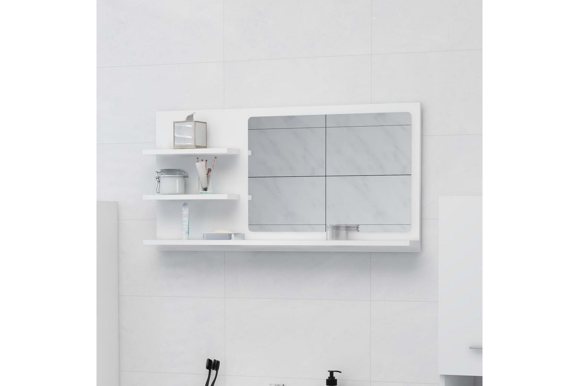 Baderomsspeil hvit 90x10,5x45 cm sponplate - Hvit - Hus & oppussing - Kjøkken & bad - Baderom - Baderomsmøbler & baderomsinnredning - Baderomsspeil