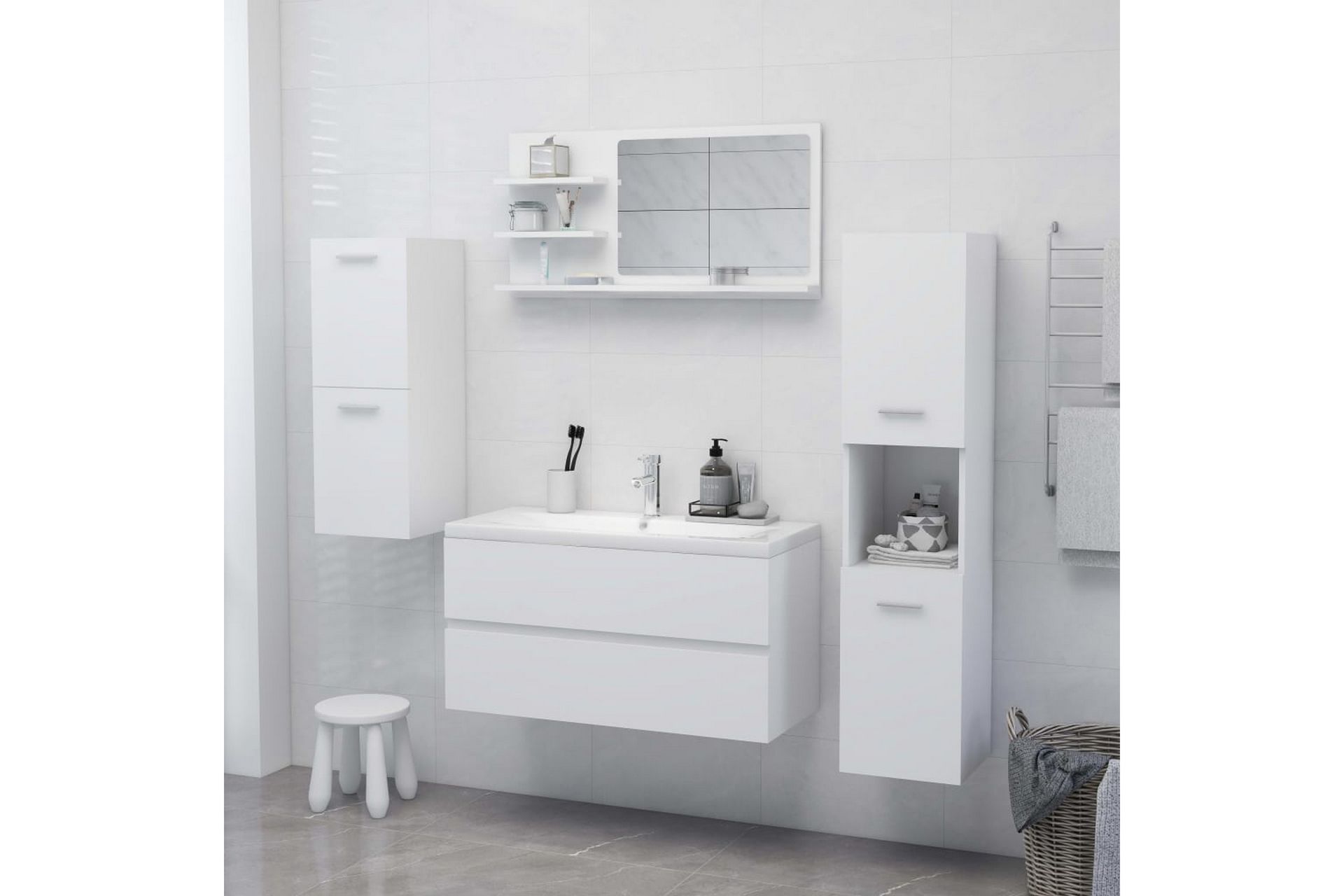 Baderomsspeil hvit 90x10,5x45 cm sponplate - Hvit - Hus & oppussing - Kjøkken & bad - Baderom - Baderomsmøbler & baderomsinnredning - Baderomsspeil