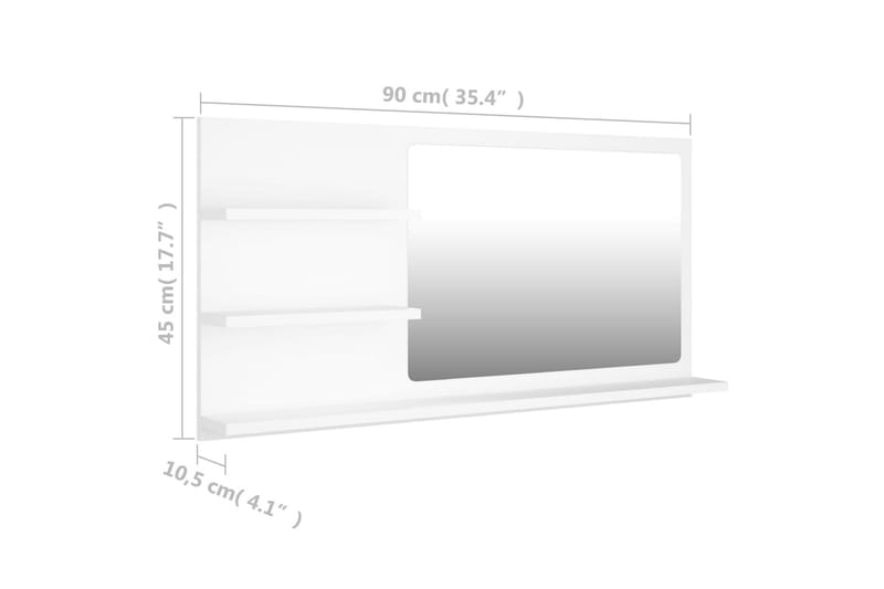 Baderomsspeil hvit 90x10,5x45 cm sponplate - Hvit - Hus & oppussing - Kjøkken & bad - Baderom - Baderomsmøbler & baderomsinnredning - Baderomsspeil