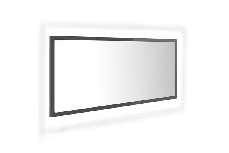 Baderomsspeil LED 100x8,5x37 cm sponplate høyglans grå - Grå - Baderomsspeil