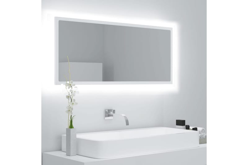 Baderomsspeil LED 100x8,5x37 cm sponplate hvit - Hvit - Hus & oppussing - Kjøkken & bad - Baderom - Baderomsmøbler & baderomsinnredning - Baderomsspeil