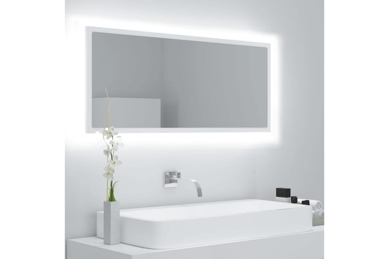 Baderomsspeil LED 100x8,5x37 cm sponplate hvit - Hvit - Baderomsspeil