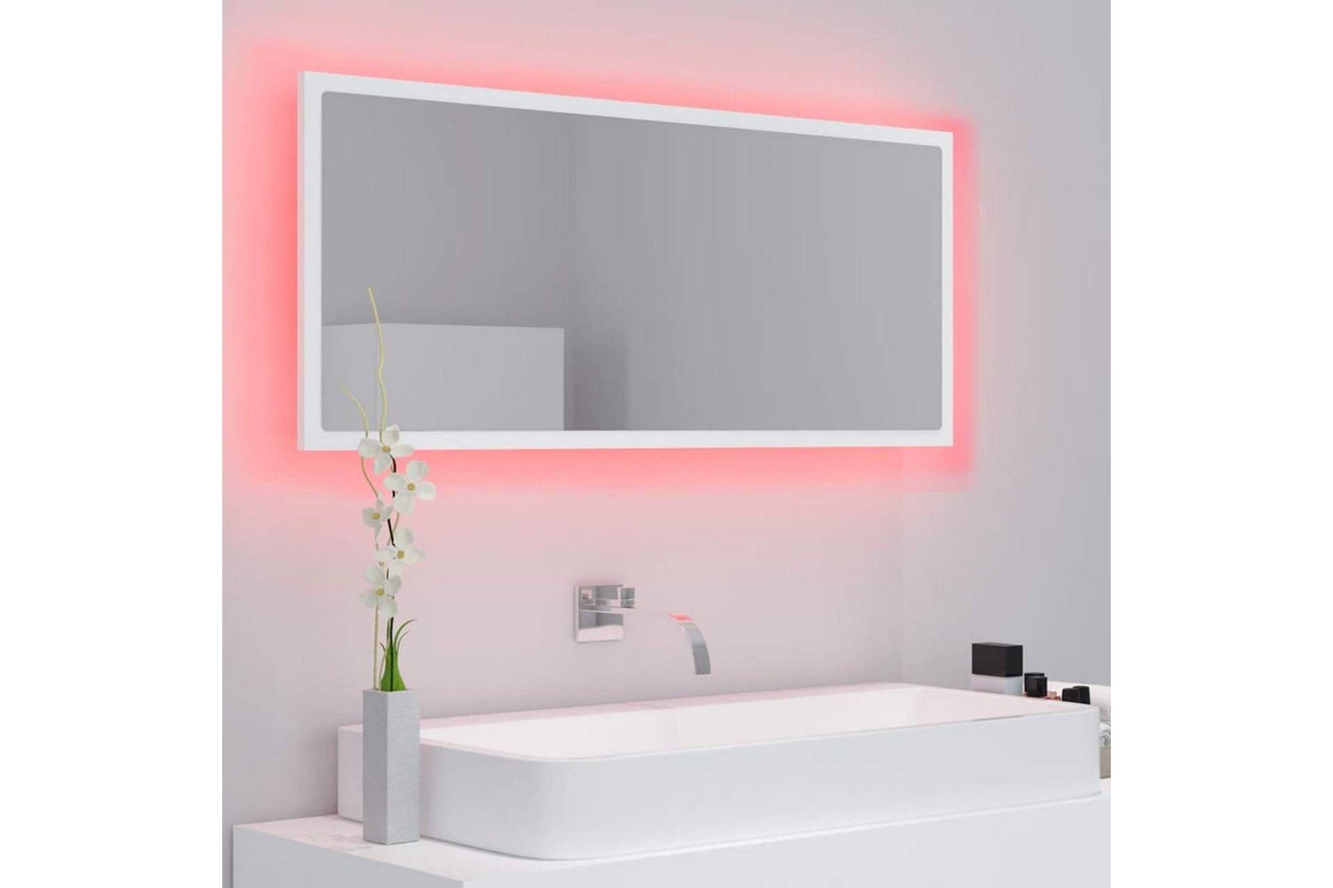 Baderomsspeil LED 100x8,5x37 cm sponplate hvit - Hvit - Hus & oppussing - Kjøkken & bad - Baderom - Baderomsmøbler & baderomsinnredning - Baderomsspeil