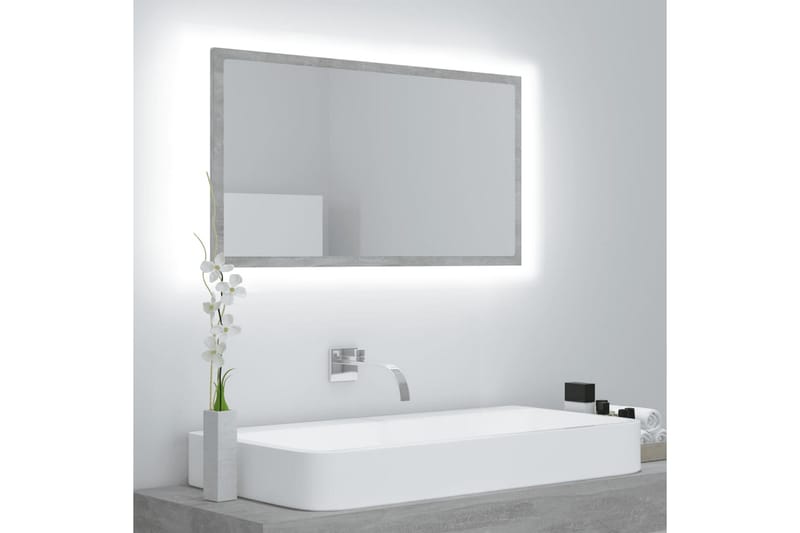 Baderomsspeil LED 80x8,5x37 cm sponplate betonggrå - Grå - Hus & oppussing - Kjøkken & bad - Baderom - Baderomsmøbler & baderomsinnredning - Baderomsspeil