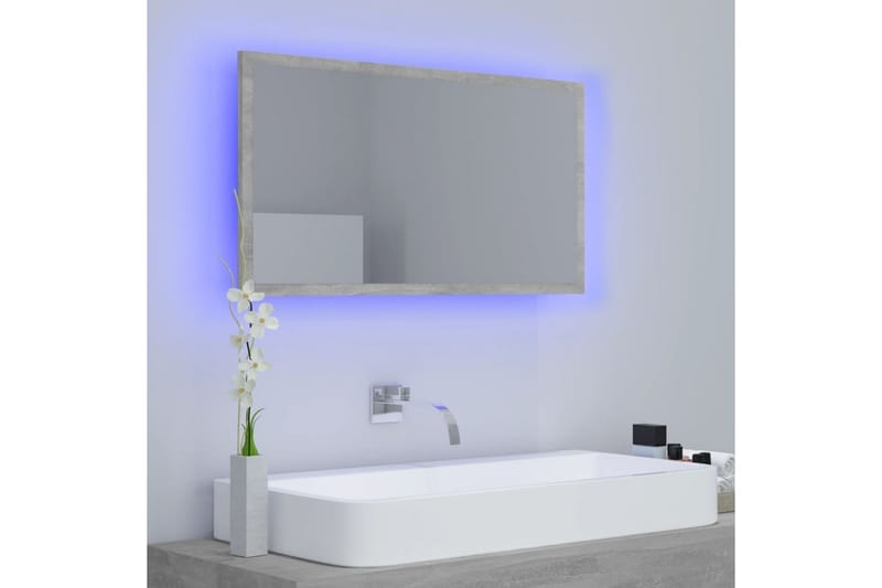 Baderomsspeil LED 80x8,5x37 cm sponplate betonggrå - Grå - Hus & oppussing - Kjøkken & bad - Baderom - Baderomsmøbler & baderomsinnredning - Baderomsspeil