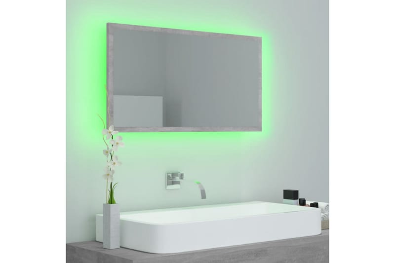 Baderomsspeil LED 80x8,5x37 cm sponplate betonggrå - Grå - Hus & oppussing - Kjøkken & bad - Baderom - Baderomsmøbler & baderomsinnredning - Baderomsspeil