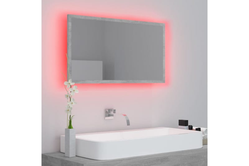 Baderomsspeil LED 80x8,5x37 cm sponplate betonggrå - Grå - Hus & oppussing - Kjøkken & bad - Baderom - Baderomsmøbler & baderomsinnredning - Baderomsspeil