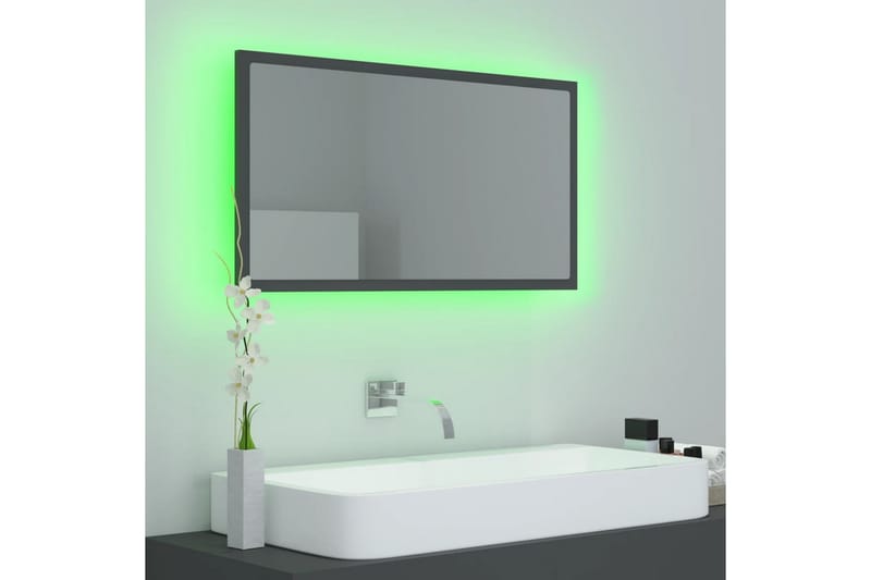 Baderomsspeil LED 80x8,5x37 cm sponplate grå - Grå - Baderomsspeil