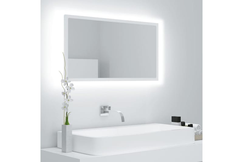 Baderomsspeil LED 80x8,5x37 cm sponplate hvit - Hvit - Hus & oppussing - Kjøkken & bad - Baderom - Baderomsmøbler & baderomsinnredning - Baderomsspeil