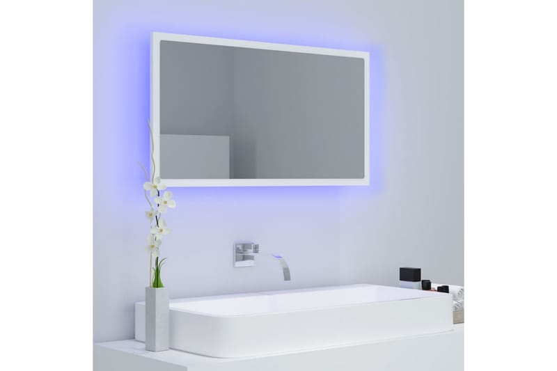 Baderomsspeil LED 80x8,5x37 cm sponplate hvit - Hvit - Hus & oppussing - Kjøkken & bad - Baderom - Baderomsmøbler & baderomsinnredning - Baderomsspeil