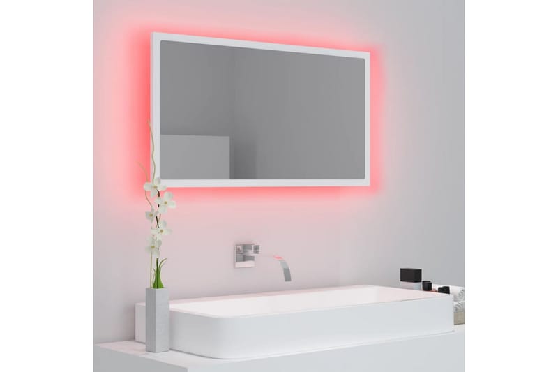 Baderomsspeil LED 80x8,5x37 cm sponplate hvit - Hvit - Hus & oppussing - Kjøkken & bad - Baderom - Baderomsmøbler & baderomsinnredning - Baderomsspeil