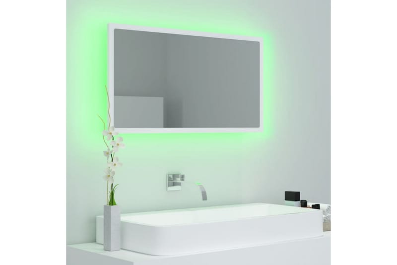 Baderomsspeil LED 80x8,5x37 cm sponplate hvit - Hvit - Hus & oppussing - Kjøkken & bad - Baderom - Baderomsmøbler & baderomsinnredning - Baderomsspeil