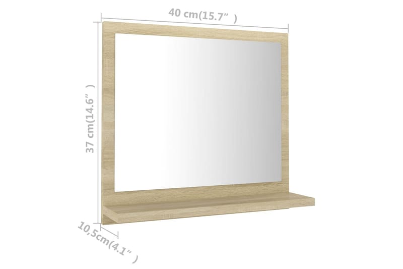 Baderomsspeil sonoma eik 40x10,5x37 cm sponplate - Brun - Hus & oppussing - Kjøkken & bad - Baderom - Baderomsmøbler & baderomsinnredning - Baderomsspeil