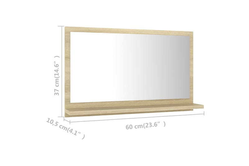 Baderomsspeil sonoma eik 60x10,5x37 cm sponplate - Brun - Hus & oppussing - Kjøkken & bad - Baderom - Baderomsmøbler & baderomsinnredning - Baderomsspeil