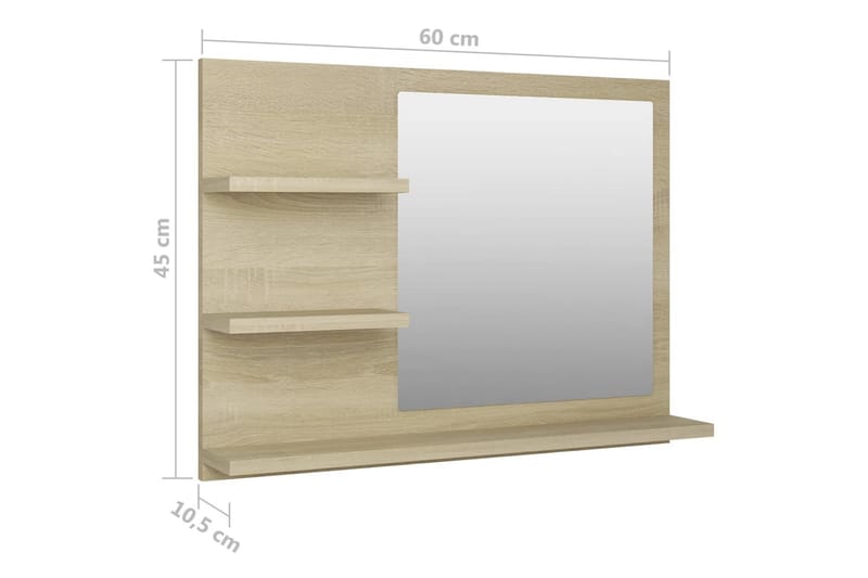 Baderomsspeil sonoma eik 60x10,5x45 cm sponplate - Brun - Hus & oppussing - Kjøkken & bad - Baderom - Baderomsmøbler & baderomsinnredning - Baderomsspeil