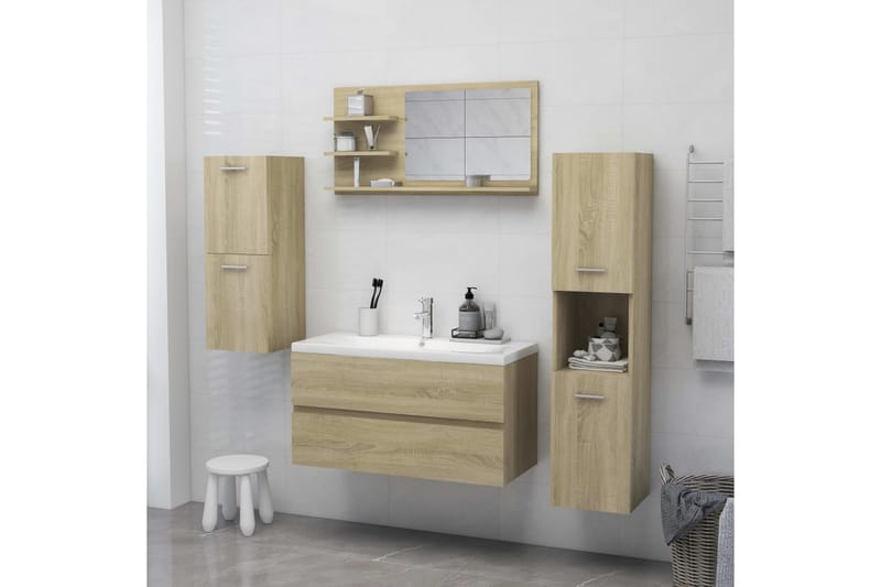 Baderomsspeil sonoma eik 90x10,5x45 cm sponplate - Brun - Hus & oppussing - Kjøkken & bad - Baderom - Baderomsmøbler & baderomsinnredning - Baderomsspeil