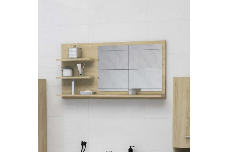 Baderomsspeil sonoma eik 90x10,5x45 cm sponplate - Brun - Hus & oppussing - Kjøkken & bad - Baderom - Baderomsmøbler & baderomsinnredning - Baderomsspeil