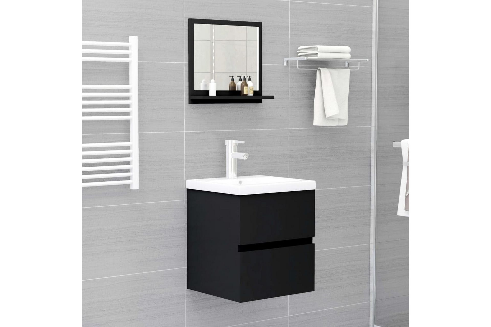 Baderomsspeil svart 40x10,5x37 cm sponplate - Svart - Hus & oppussing - Kjøkken & bad - Baderom - Baderomsmøbler & baderomsinnredning - Baderomsspeil