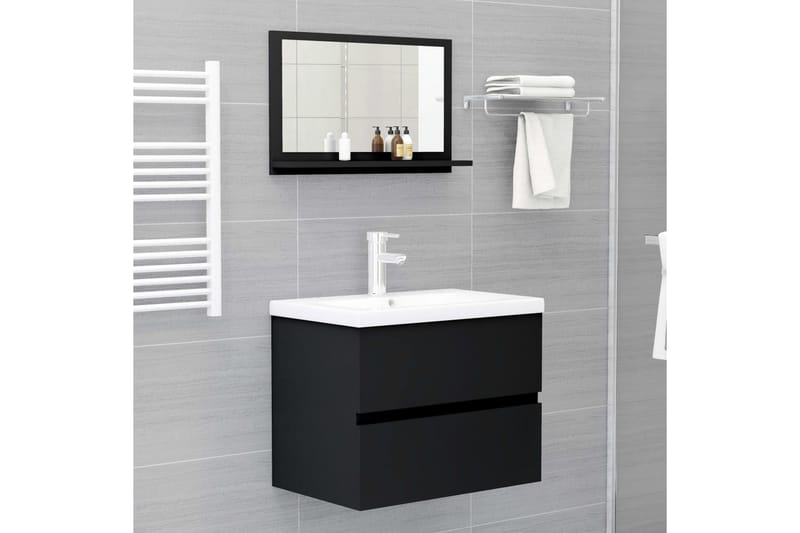 Baderomsspeil svart 60x10,5x37 cm sponplate - Svart - Hus & oppussing - Kjøkken & bad - Baderom - Baderomsmøbler & baderomsinnredning - Baderomsspeil