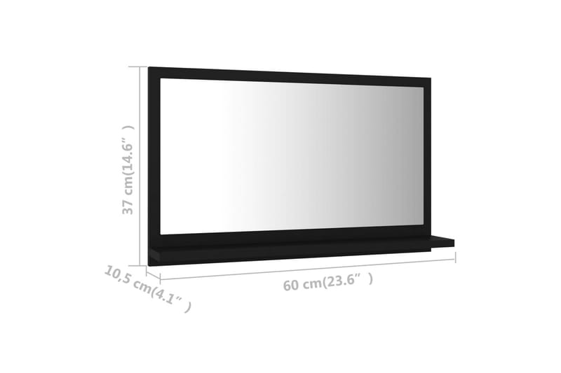 Baderomsspeil svart 60x10,5x37 cm sponplate - Svart - Hus & oppussing - Kjøkken & bad - Baderom - Baderomsmøbler & baderomsinnredning - Baderomsspeil