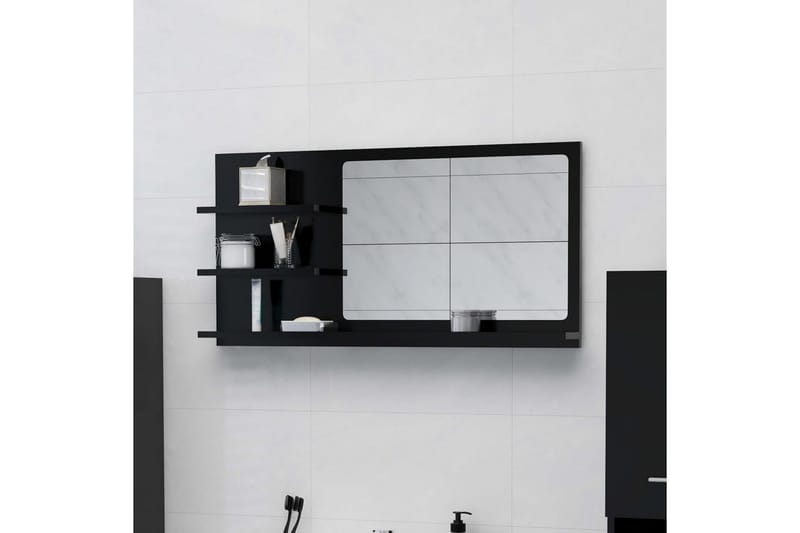 Baderomsspeil svart 90x10,5x45 cm sponplate - Svart - Hus & oppussing - Kjøkken & bad - Baderom - Baderomsmøbler & baderomsinnredning - Baderomsspeil