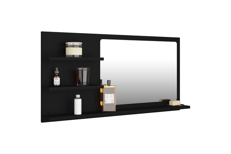Baderomsspeil svart 90x10,5x45 cm sponplate - Svart - Hus & oppussing - Kjøkken & bad - Baderom - Baderomsmøbler & baderomsinnredning - Baderomsspeil