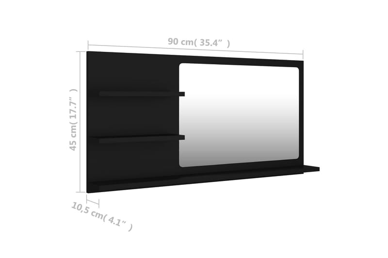 Baderomsspeil svart 90x10,5x45 cm sponplate - Svart - Baderomsspeil