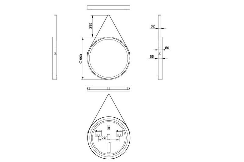 Djupqvior Speil 55 cm Rund LED-Lys - Svart/Gull - Hus & oppussing - Kjøkken & bad - Baderom - Baderomsmøbler & baderomsinnredning - Baderomsspeil