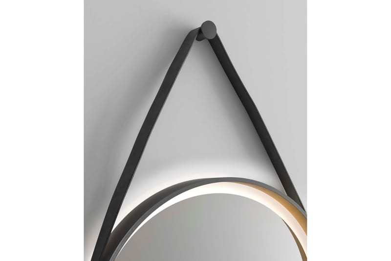 Djupqvior Speil 55 cm Rund LED-Lys - Svart/Gull - Baderomsspeil - Baderomsspeil med belysning