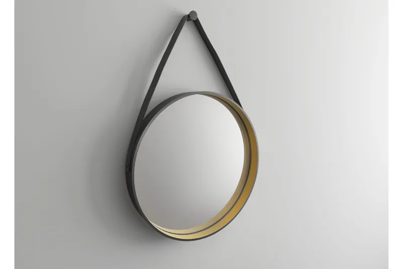 Djupqvior Speil 55 cm Rund - Svart/Gull - Hus & oppussing - Kjøkken & bad - Baderom - Baderomsmøbler & baderomsinnredning - Baderomsspeil