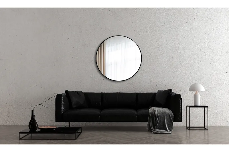 Gottsätter Speil 100 cm Rundt - Svart - Hus & oppussing - Kjøkken & bad - Baderom - Baderomsmøbler & baderomsinnredning - Baderomsspeil