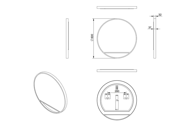 Gottsätter Speil 60 cm Rundt - Svart - Hus & oppussing - Kjøkken & bad - Baderom - Baderomsmøbler & baderomsinnredning - Baderomsspeil