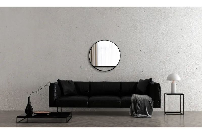 Gottsätter Speil 80 cm Rundt - Svart - Hus & oppussing - Kjøkken & bad - Baderom - Baderomsmøbler & baderomsinnredning - Baderomsspeil