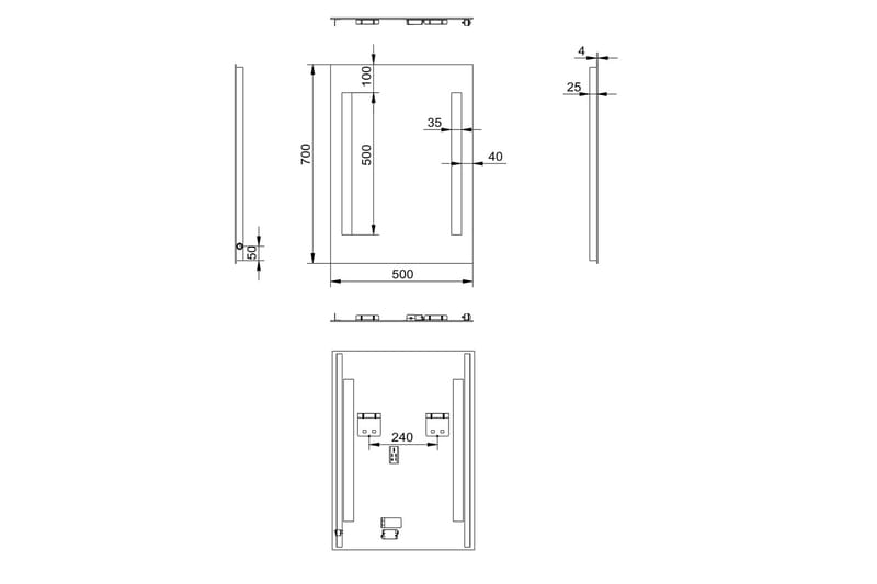 Jordberga Baderomsspeil 70 cm LED-Lys - Hus & oppussing - Kjøkken & bad - Baderom - Baderomsmøbler & baderomsinnredning - Baderomsspeil