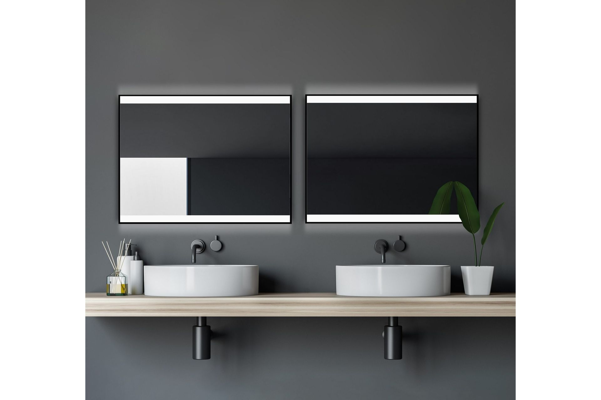 Knutby Baderomsspeil 60 cm LED-Lys - Svart