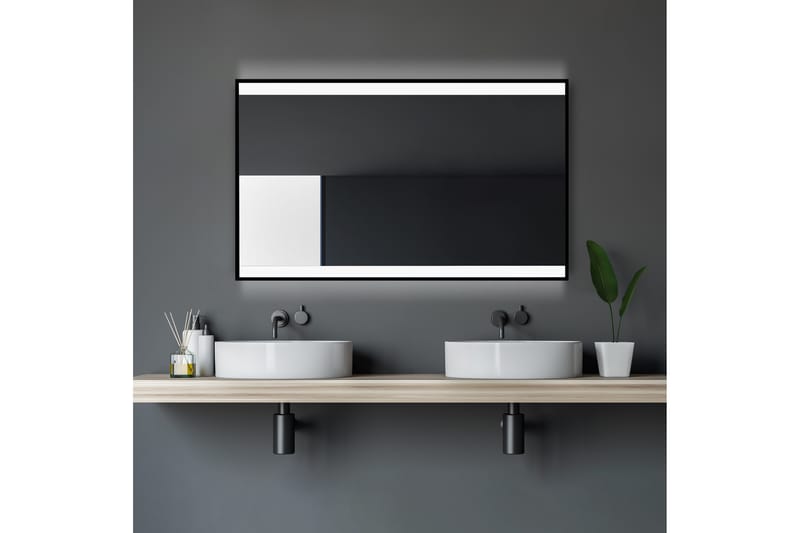 Knutby Baderomsspeil 70 cm LED-Lys - Svart - Hus & oppussing - Kjøkken & bad - Baderom - Baderomsmøbler & baderomsinnredning - Baderomsspeil