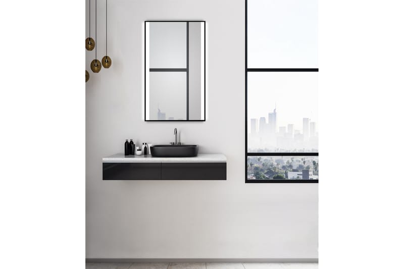Knutby Baderomsspeil 70 cm LED-Lys - Svart - Hus & oppussing - Kjøkken & bad - Baderom - Baderomsmøbler & baderomsinnredning - Baderomsspeil
