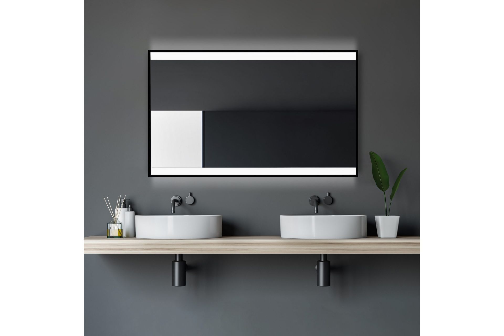 Knutby Baderomsspeil 70 cm LED-Lys - Svart