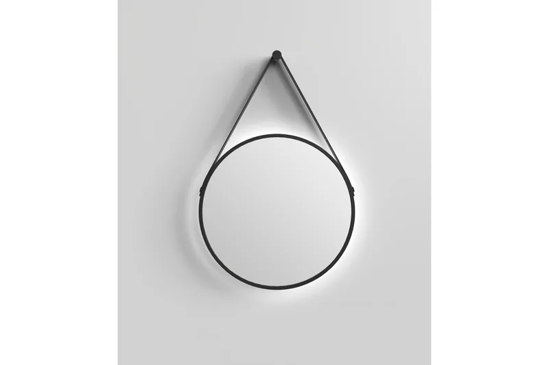 Knutby Speil 50 cm Rund LED-Lys - Svart - Hus & oppussing - Kjøkken & bad - Baderom - Baderomsmøbler & baderomsinnredning - Baderomsspeil