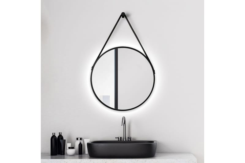 Knutby Speil 50 cm Rund LED-Lys - Svart - Hus & oppussing - Kjøkken & bad - Baderom - Baderomsmøbler & baderomsinnredning - Baderomsspeil