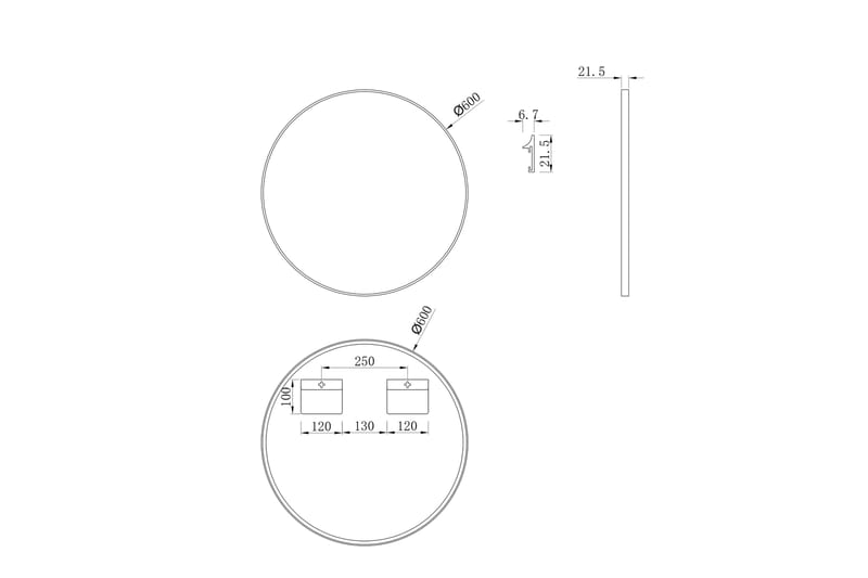 Knutby Veggspeil 60 cm - Svart - Hus & oppussing - Kjøkken & bad - Baderom - Baderomsmøbler & baderomsinnredning - Baderomsspeil
