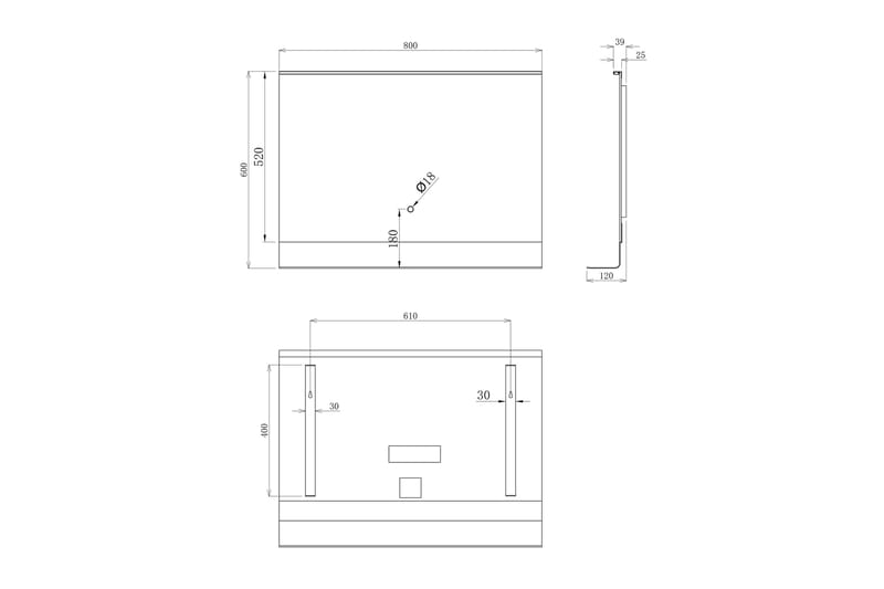 Knutby Veggspeil 60 cm - Hus & oppussing - Kjøkken & bad - Baderom - Baderomsmøbler & baderomsinnredning - Baderomsspeil