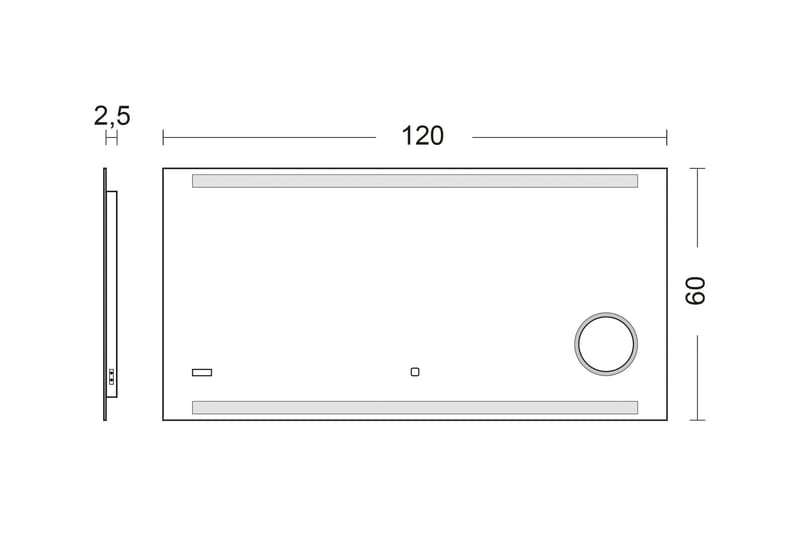 Kolerud Baderomsspeil 60 cm LED-Lys - Hus & oppussing - Kjøkken & bad - Baderom - Baderomsmøbler & baderomsinnredning - Baderomsspeil