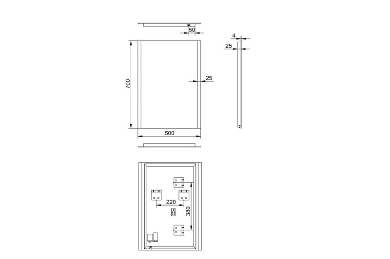 Lannabruk Baderomsspeil 70 cm LED-Lys - Baderomsspeil - Baderomsspeil med belysning