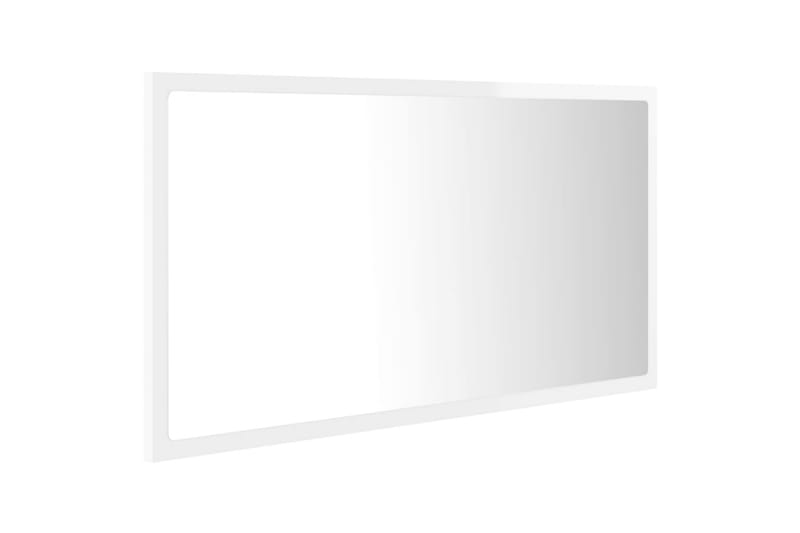Baderomsspeil LED 80x8,5x37 cm sponplate høyglans hvit - Hvit - Baderomsspeil