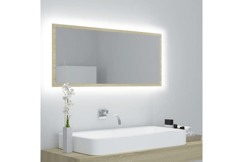 LED Baderomsspeil 100x8,5x37 cm sponplate sonoma eik - Brun - Hus & oppussing - Kjøkken & bad - Baderom - Baderomsmøbler & baderomsinnredning - Baderomsspeil